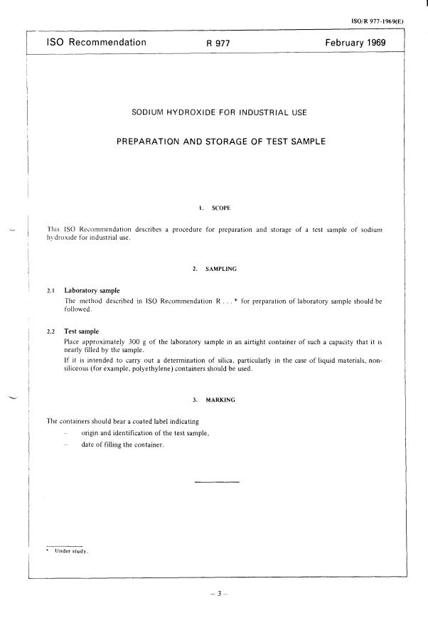 ISO/R 977:1969 - Withdrawal of ISO/R 977-1969