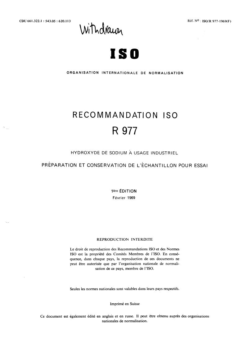 ISO/R 977:1969 - Withdrawal of ISO/R 977-1969
Released:12/1/1969