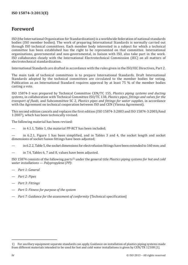ISO 15874-3:2013 ISO 15874-3:2013 - Plastics piping systems for hot and cold water installations -- Polypropylene (PP) - Page 4 preview