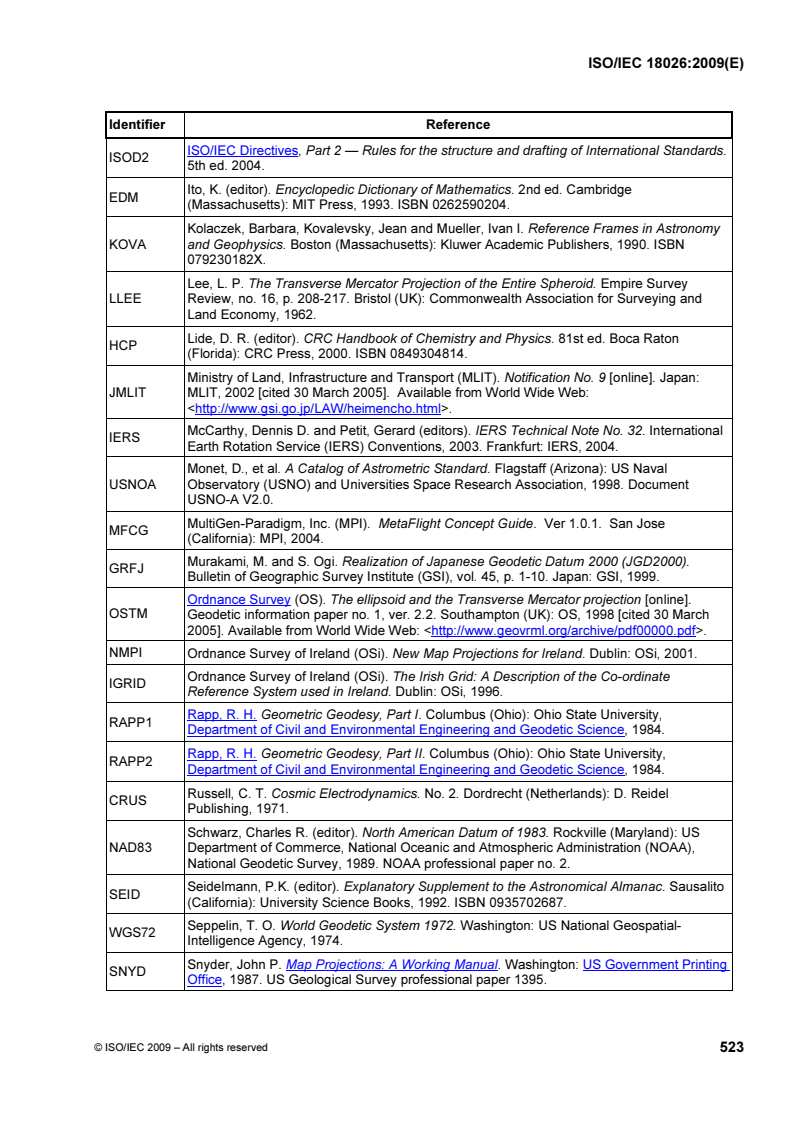 ISOIEC_18026E_BIBLIOGRAPHY - ISO/IEC 18026:2009 - Information technology — Spatial Reference Model (SRM)
Released:7/13/2009