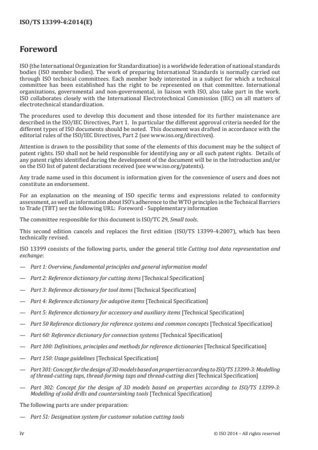 ISO/TS 13399-4:2014 ISO/TS 13399-4:2014 - Cutting tool data representation and exchange - Page 4 preview