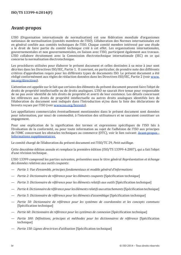 ISO/TS 13399-4:2014 ISO/TS 13399-4:2014 - Représentation et échange des données relatives aux outils coupants - Page 4 preview