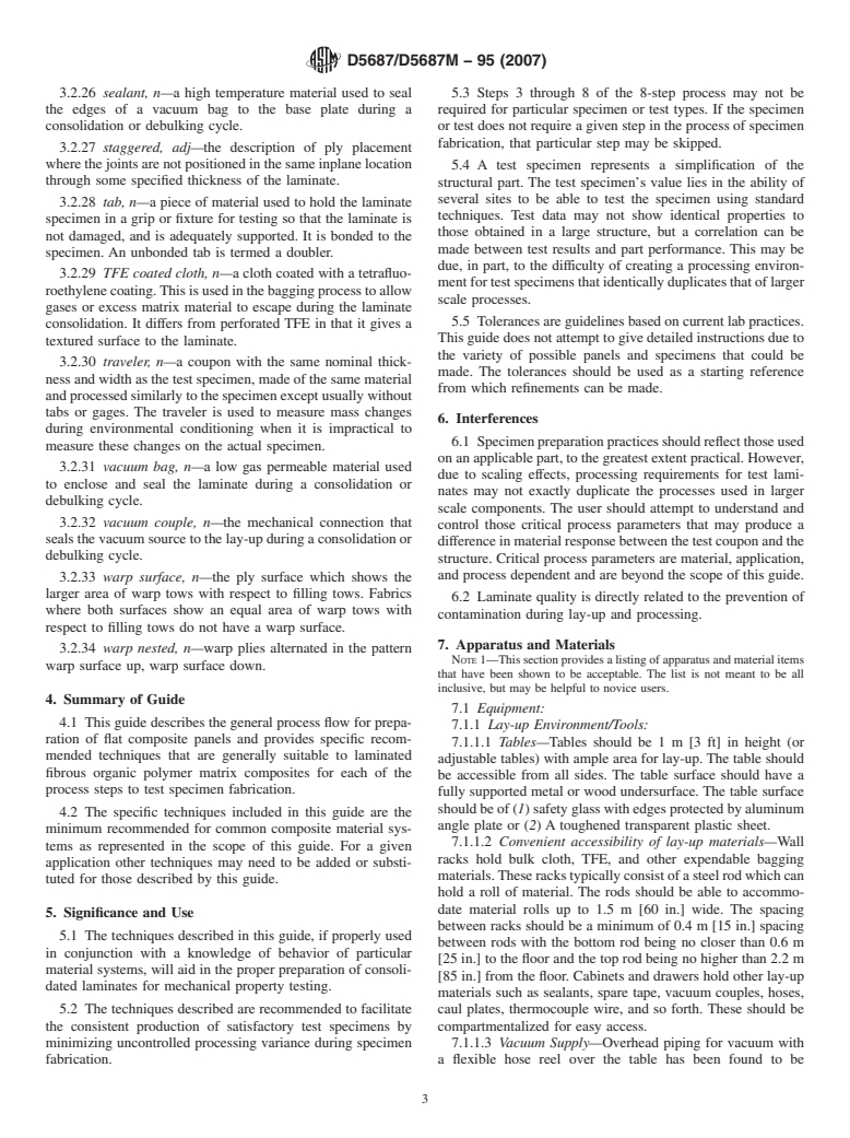 ASTM D5687/D5687M-95(2007) - Standard Guide for Preparation of Flat Composite Panels with Processing Guidelines for Specimen Preparation