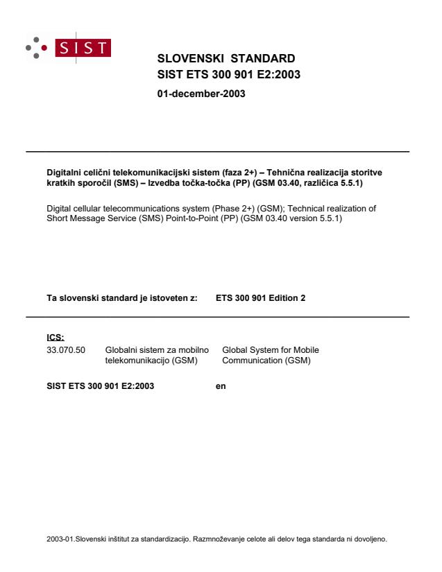 SIST ETS 300 901 E2:2003