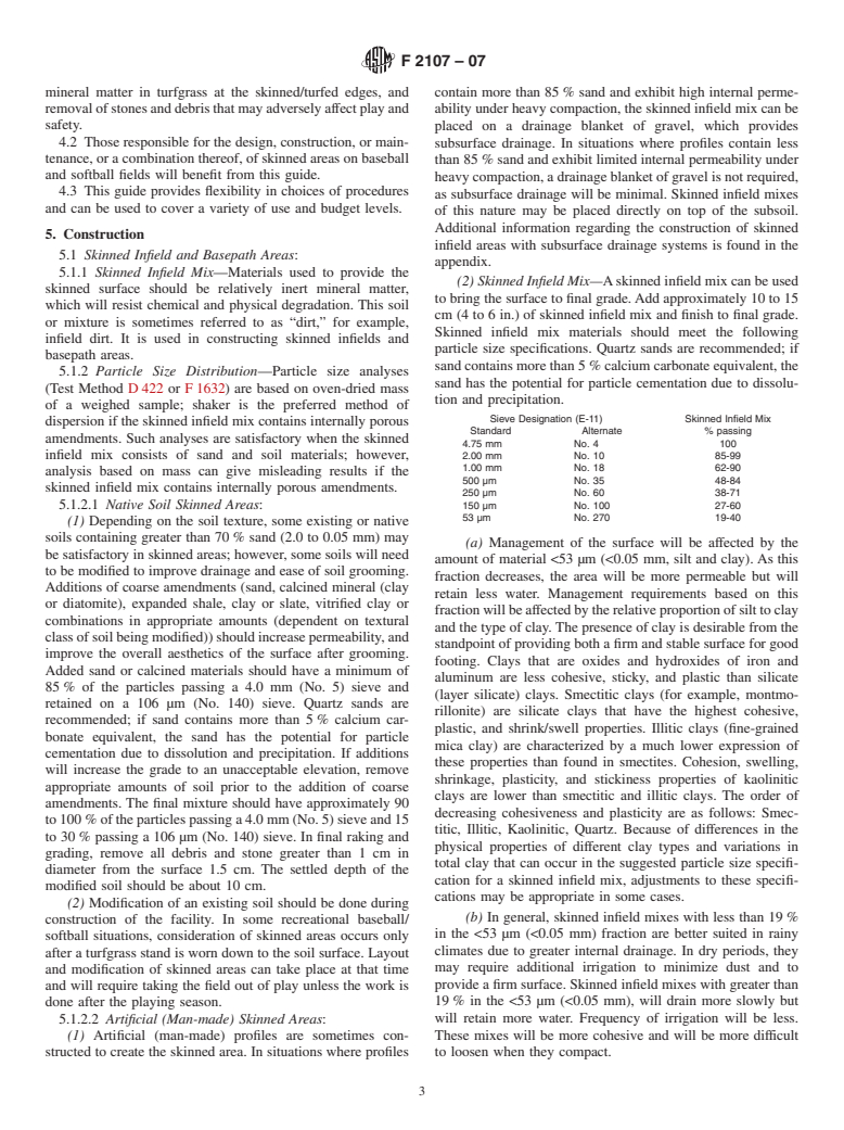 ASTM F2107-07 - Standard Guide for Construction and Maintenance of Skinned Areas on Baseball and Softball Fields