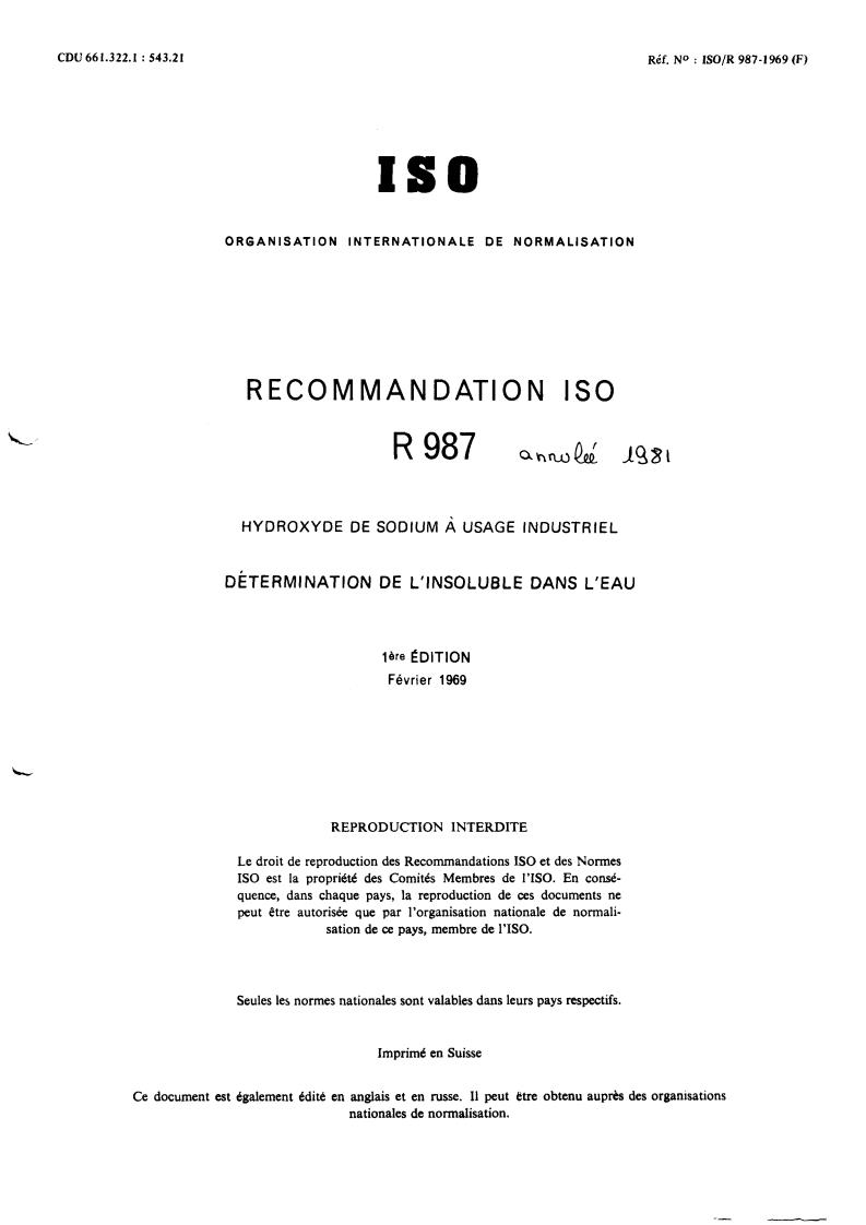 ISO/R 987:1969 - Withdrawal of ISO/R 987-1969
Released:2/1/1969