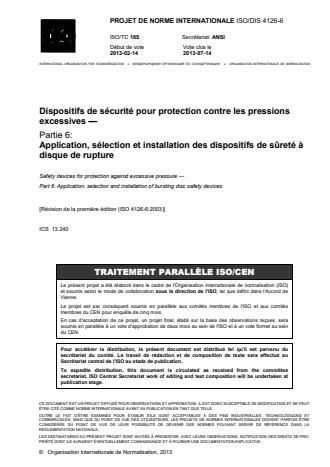 ISO 4126-6:2014 - Dispositifs de sécurité pour protection contre les pressions excessives
