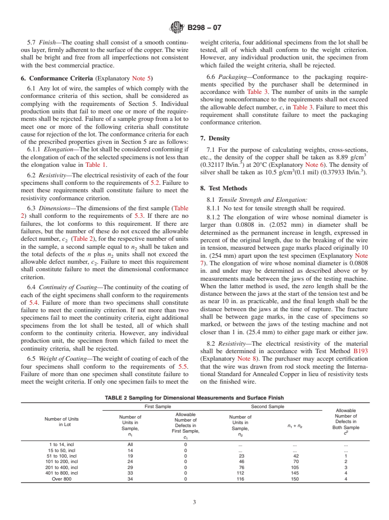 ASTM B298-07 - Standard Specification for Silver-Coated Soft or Annealed Copper Wire