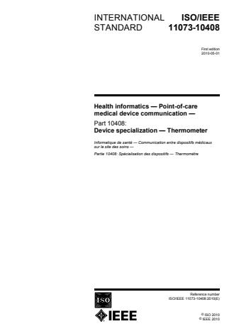 ISO/IEEE 11073-10408:2010 - Health informatics -- Personal health device communication