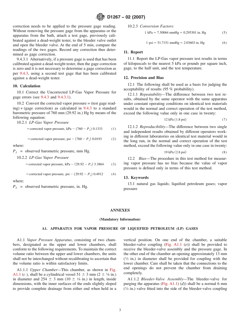 ASTM D1267-02(2007) - Standard Test Method for Gage Vapor Pressure of Liquefied Petroleum (LP) Gases (LP-Gas Method)