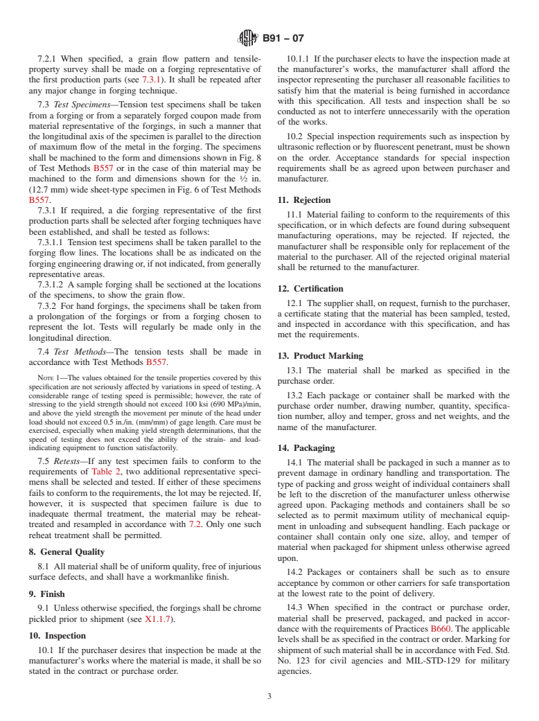 ASTM B91-07 - Standard Specification for Magnesium-Alloy  Forgings