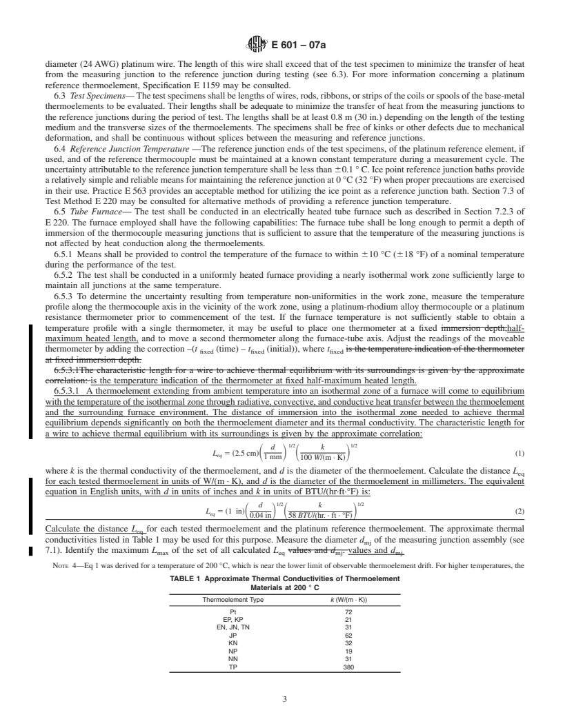 REDLINE ASTM E601-07 - Standard Test Method for Measuring Electromotive Force (emf) Stability of Base-Metal Thermoelement Materials with Time in Air