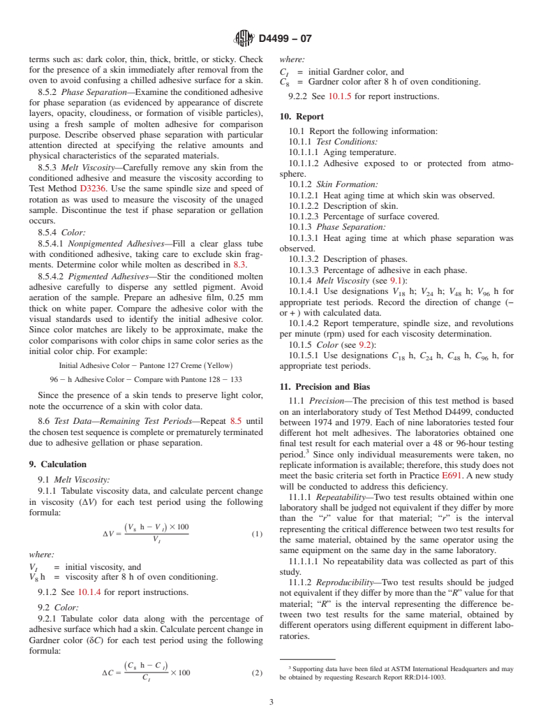 ASTM D4499-07 - Standard Test Method for Heat Stability of Hot-Melt Adhesives