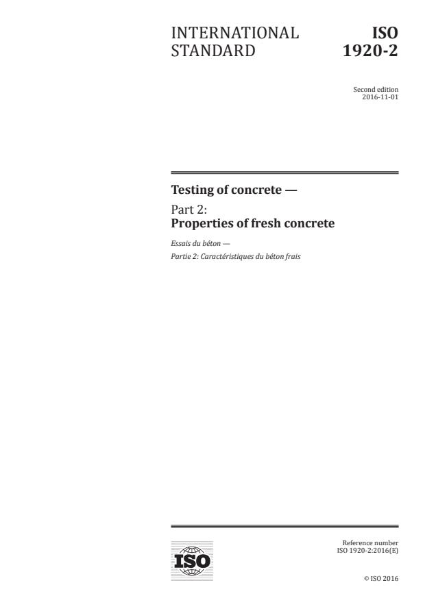 ISO 1920-2:2016 - Testing of concrete