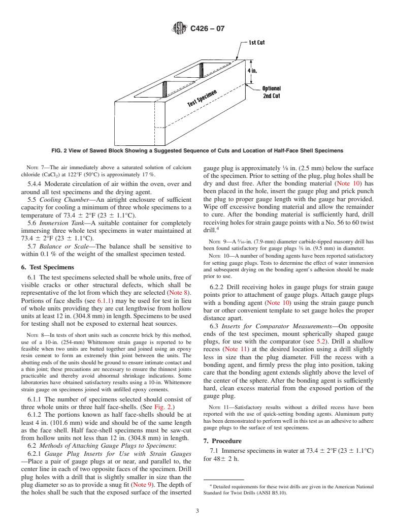 ASTM C426-07 - Standard Test Method for Linear Drying Shrinkage of Concrete Masonry Units