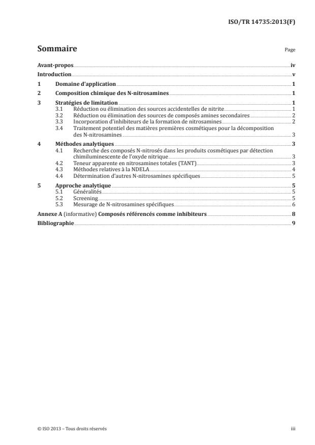 ISO/TR 14735:2013 - Cosmétiques -- Méthodes analytiques -- Nitrosamines: Directives techniques concernant la limitation et le dosage des N-nitrosamines dans les produits cosmétiques