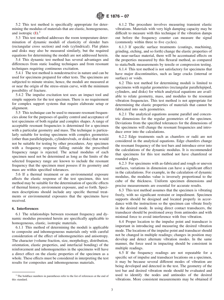 ASTM E1876-07 - Standard Test Method for Dynamic Young's Modulus, Shear Modulus, and Poisson's Ratio by Impulse Excitation of Vibration