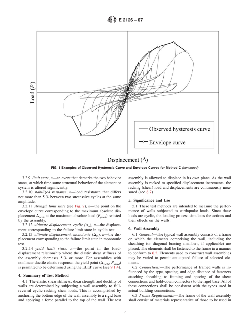 ASTM E2126-07 - Standard Test Methods for Cyclic (Reversed) Load Test for Shear Resistance of Walls for Buildings