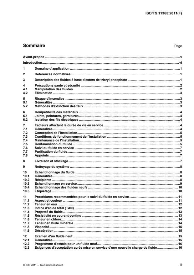 ISO/TS 11365:2011 - Pétrole et produits connexes -- Lignes directrices pour la maintenance et l'utilisation des fluides de régulation de turbines a base d'esters de triaryl phosphate