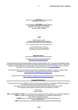 SIST EN 301 908-15 V15.1.1:2020 ETSI EN 301 908-15 V15.1.1 (2020-01) - IMT cellular networks; Harmonised Standard for access to radio spectrum; Part 15: Evolved Universal Terrestrial Radio Access (E-UTRA FDD) Repeaters - Page 2 preview