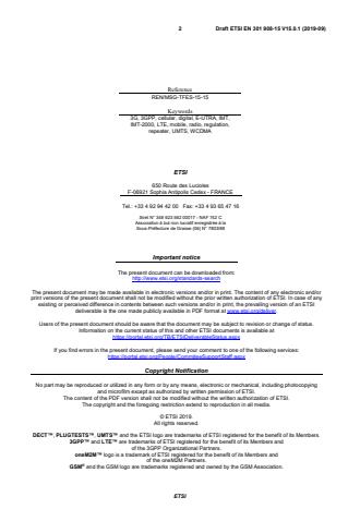 SIST EN 301 908-15 V15.1.1:2020 ETSI EN 301 908-15 V15.0.1 (2019-09) - IMT cellular networks; Harmonised Standard for access to radio spectrum; Part 15: Evolved Universal Terrestrial Radio Access (E-UTRA FDD) Repeaters - Page 2 preview