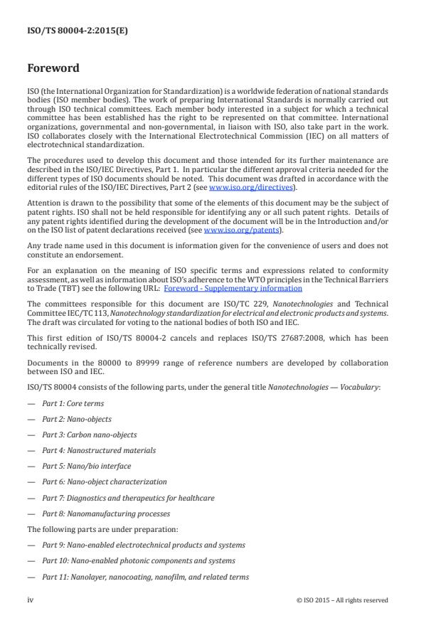 ISO/TS 80004-2:2015 ISO/TS 80004-2:2015 - Nanotechnologies -- Vocabulary - Page 4 preview