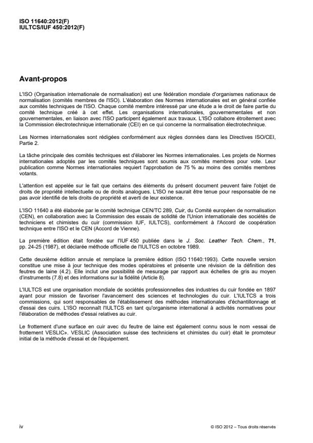 ISO 11640:2012 ISO 11640:2012 - Cuir -- Essais de solidité des coloris -- Solidité des coloris au frottement en va-et-vient - Page 4 preview