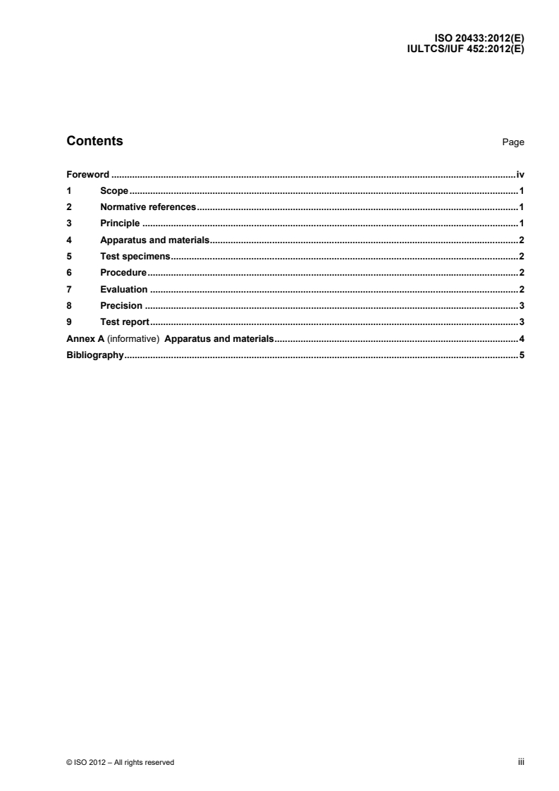ISO 20433:2012 - Leather — Tests for colour fastness — Colour fastness to crocking
Released:9/24/2012