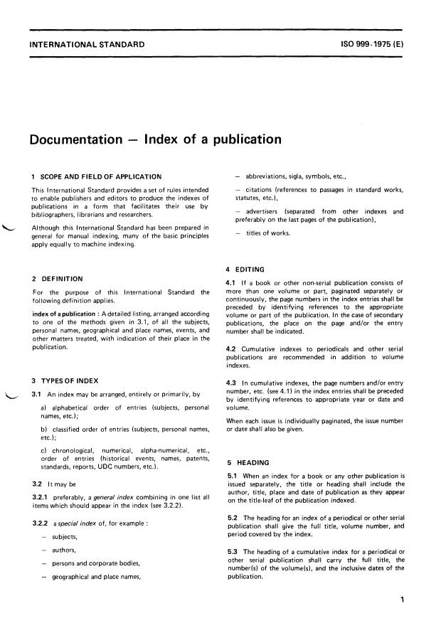ISO 999:1975 - Documentation -- Index of a publication