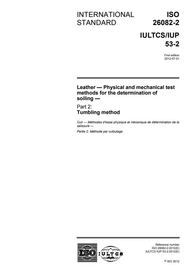 ISO 26082-2:2012 - Leather -- Physical and mechanical test methods for the determination of soiling