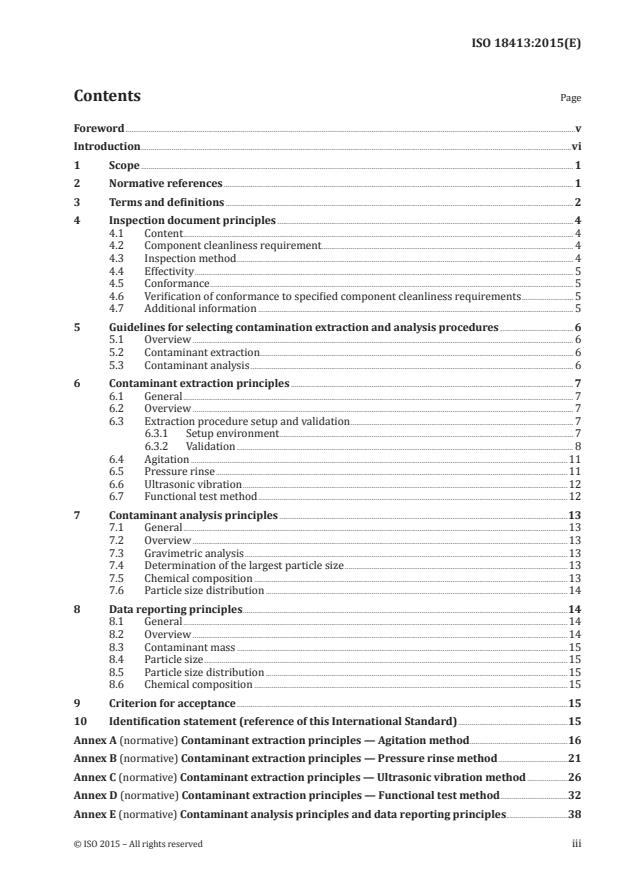 ISO 18413:2015 - Hydraulic fluid power -- Cleanliness of components -- Inspection document and principles related to contaminant extraction and analysis, and data reporting