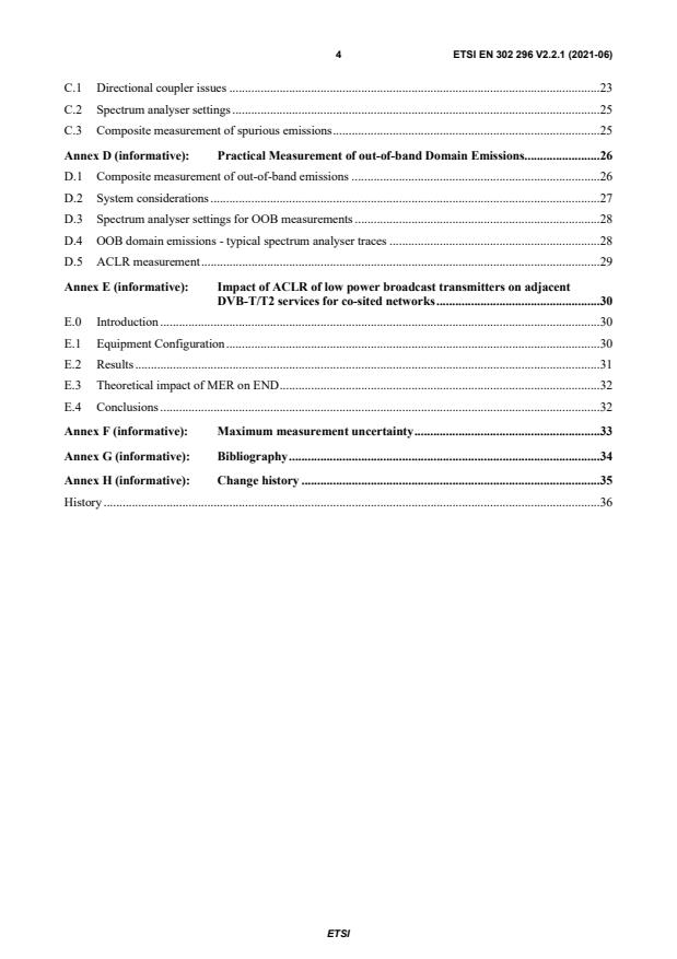SIST EN 302 296 V2.2.1:2021 ETSI EN 302 296 V2.2.1 (2021-06) - Digital Terrestrial TV Transmitters; Harmonised Standard for access to radio spectrum - Page 4 preview
