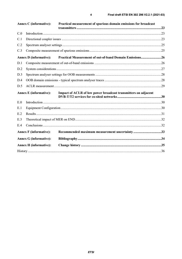SIST EN 302 296 V2.2.1:2021 ETSI EN 302 296 V2.2.1 (2021-03) - Digital Terrestrial TV Transmitters; Harmonised Standard for access to radio spectrum - Page 4 preview