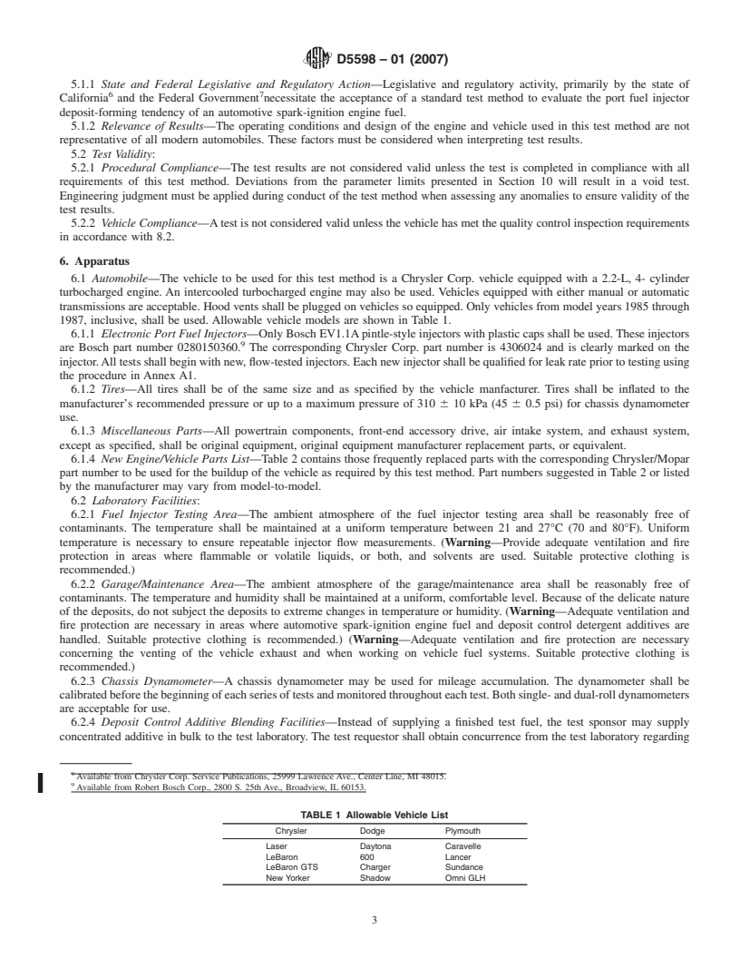 REDLINE ASTM D5598-01(2007) - Standard Test Method for Evaluating Unleaded Automotive Spark-Ignition Engine Fuel for Electronic Port Fuel Injector Fouling