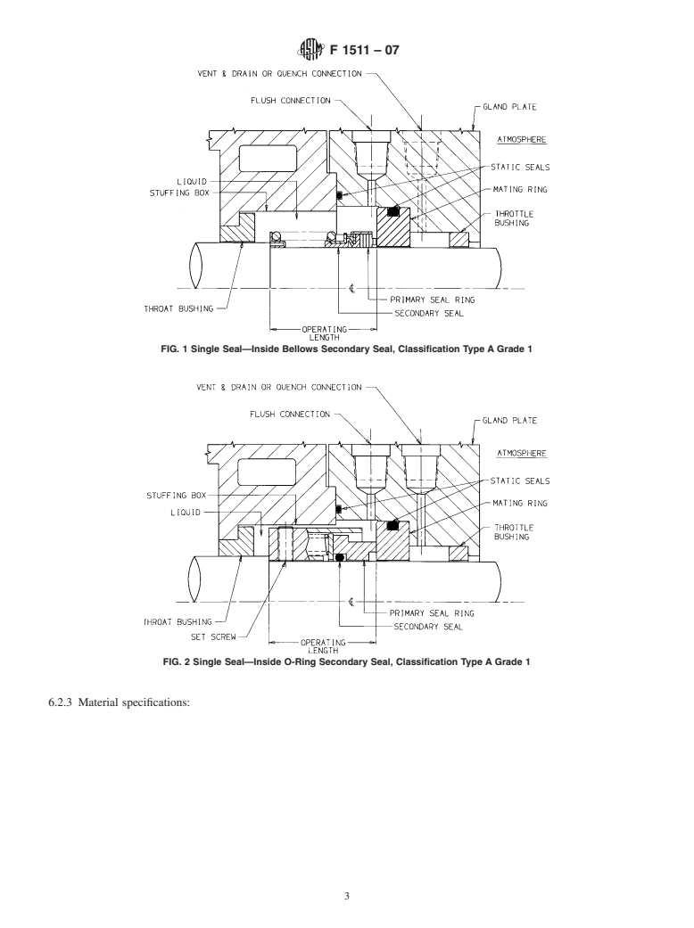 ASTM F1511-07 - Standard Specification for Mechanical Seals for Shipboard Pump Applications