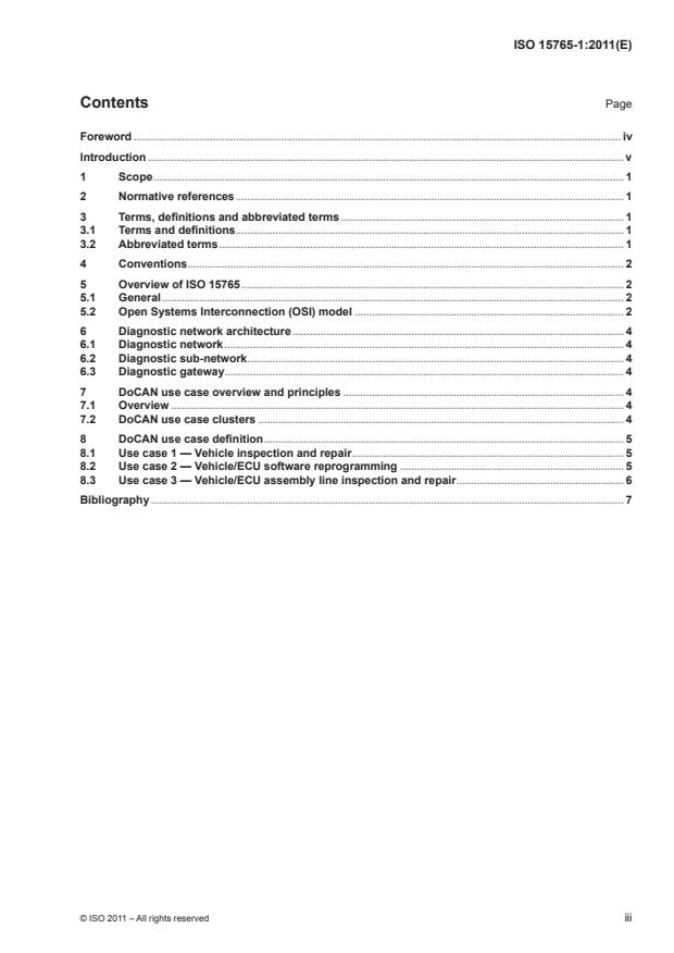 ISO 15765-1:2011 - Road vehicles -- Diagnostic communication over Controller Area Network (DoCAN)