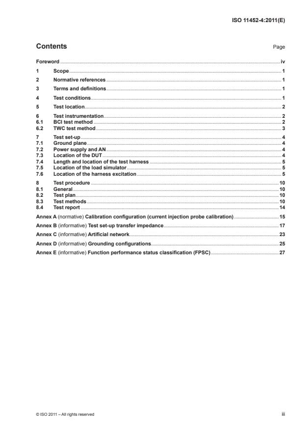 ISO 11452-4:2011 - Road vehicles -- Component test methods for electrical disturbances from narrowband radiated electromagnetic energy