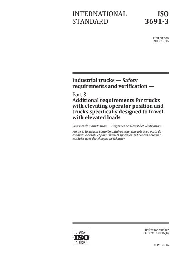 ISO 3691-3:2016 - Industrial trucks -- Safety requirements and verification