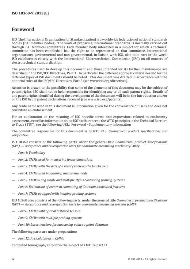 ISO 10360-9:2013 ISO 10360-9:2013 - Geometrical product specifications (GPS) -- Acceptance and reverification tests for coordinate measuring systems (CMS) - Page 4 preview