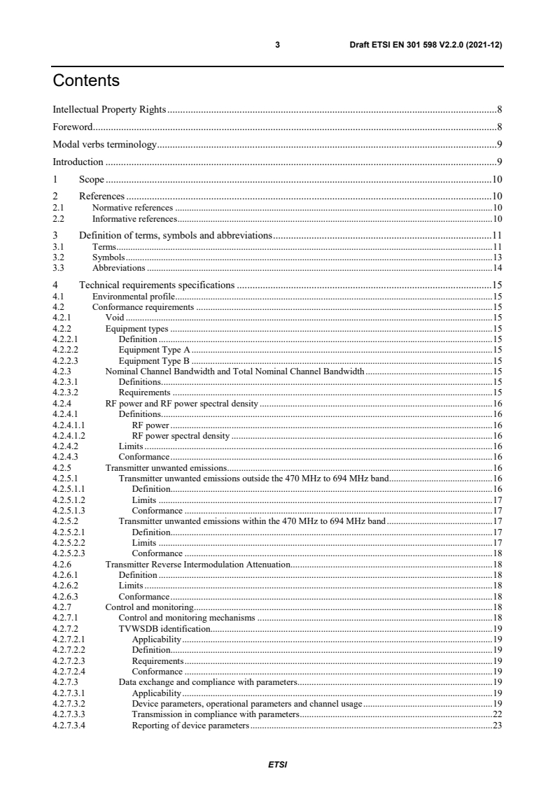 ETSI EN 301 598 V2.2.0 (2021-12) - TV White Space Devices (TVWSD); Wireless Access Systems operating in the 470 MHz to 694 MHz TV broadcast band; Harmonised Standard for access to radio spectrum