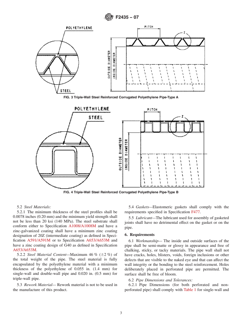 ASTM F2435-07 - Standard Specification for Steel Reinforced Polyethylene (PE) Corrugated Pipe