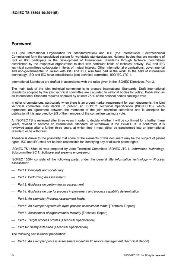 ISO/IEC TS 15504-10:2011 ISO/IEC TS 15504-10:2011 - Information technology -- Process assessment - Page 4 preview