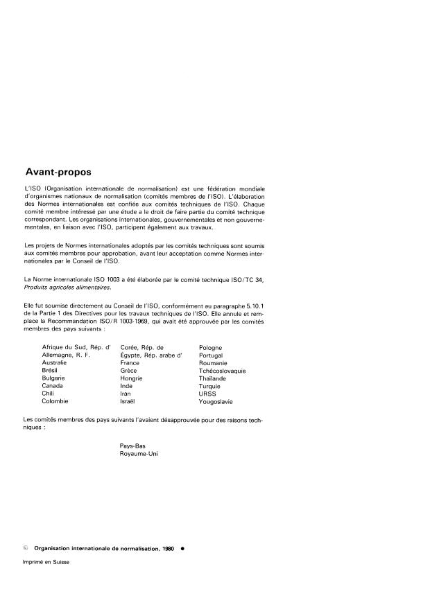 ISO 1003:1980 ISO 1003:1980 - Épices -- Gingembre entier, en morceaux ou en poudre -- Spécifications - Page 2 preview