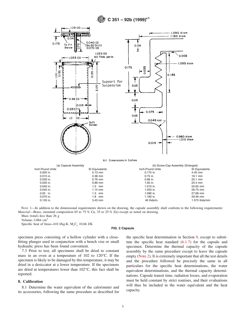 ASTM C351-92b(1999)e1 - Standard Test Method for Mean Specific Heat of Thermal Insulation (Withdrawn 2008)