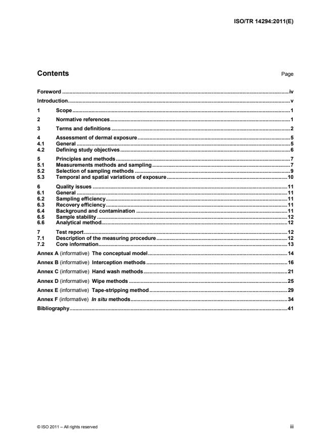 ISO/TR 14294:2011 - Workplace atmospheres -- Measurement of dermal exposure -- Principles and methods