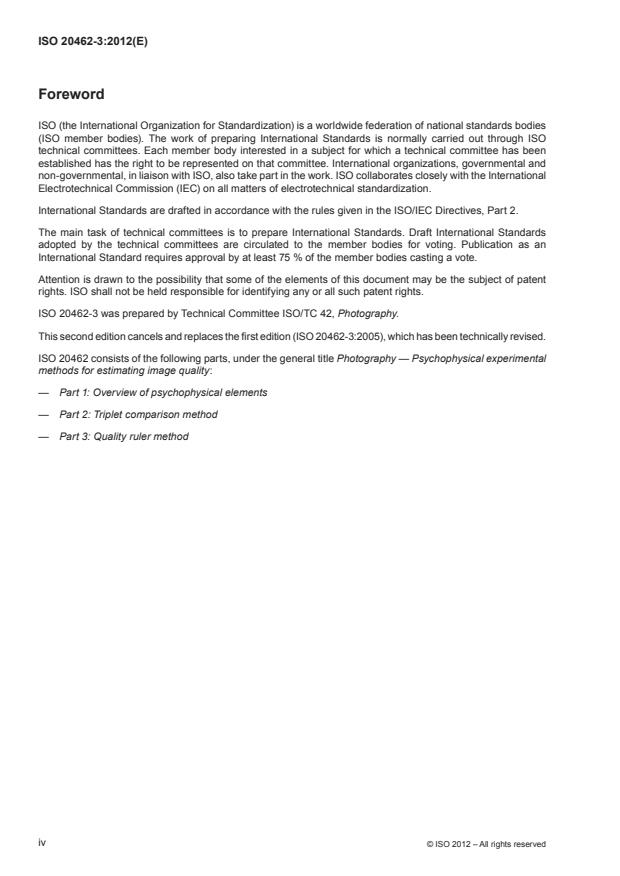 ISO 20462-3:2012 ISO 20462-3:2012 - Photography -- Psychophysical experimental methods for estimating image quality - Page 4 preview