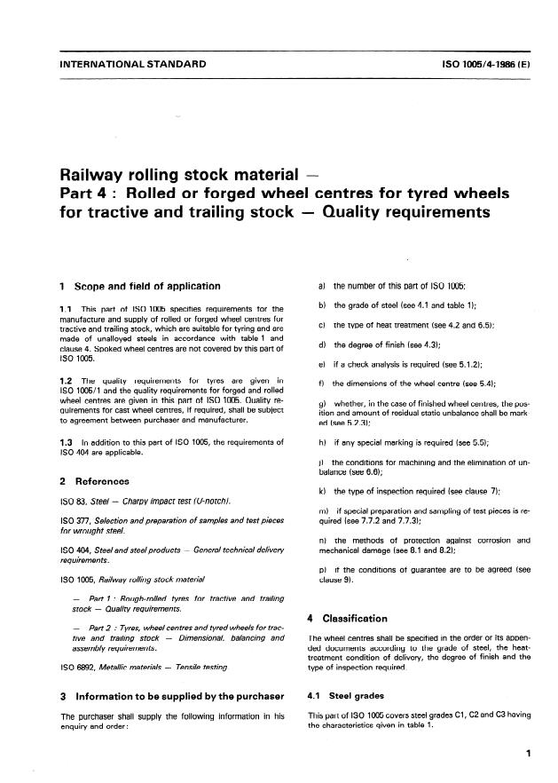 ISO 1005-4:1986 - Railway rolling stock material