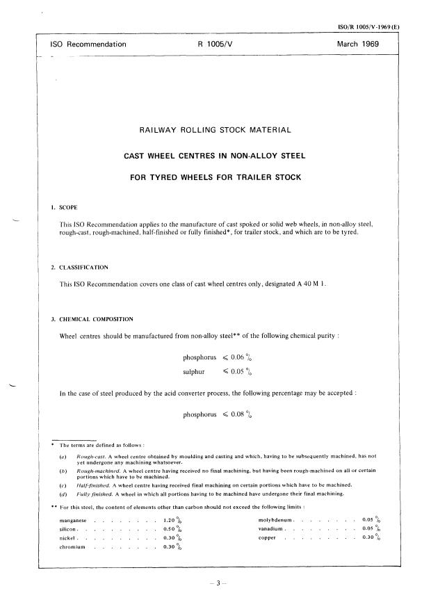 ISO/R 1005-5:1969 - Railway rolling stock material