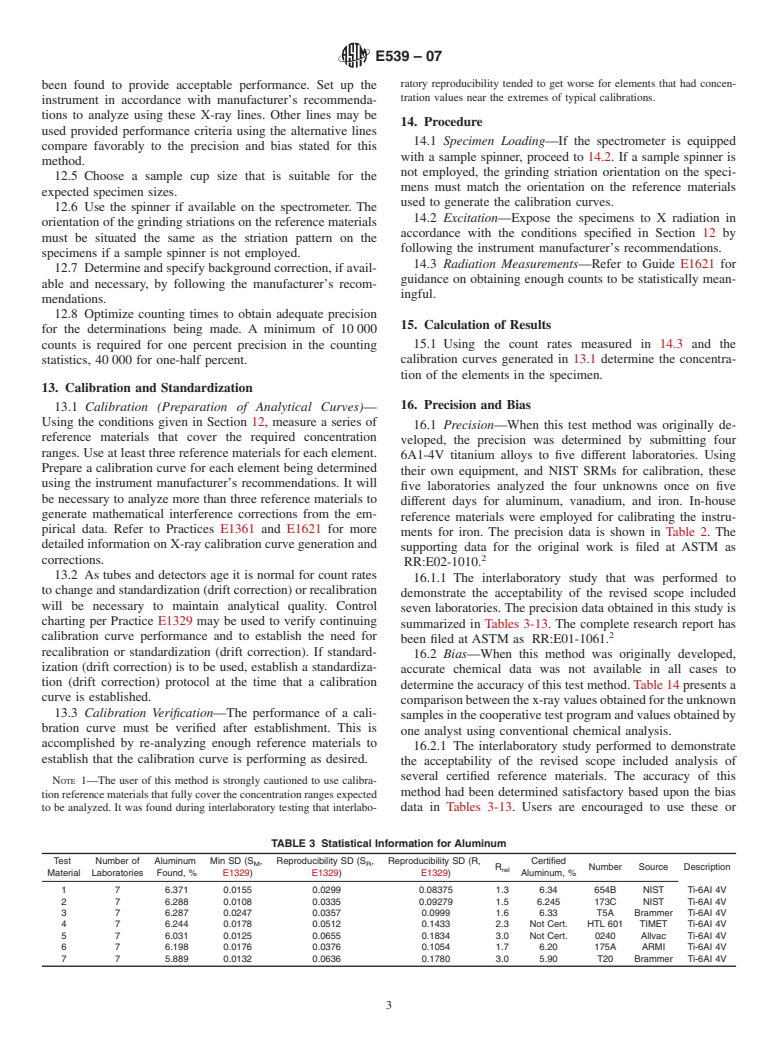 ASTM E539-07 - Standard Test Method for X-Ray Fluorescence Spectrometric Analysis of 6Al-4V Titanium Alloy