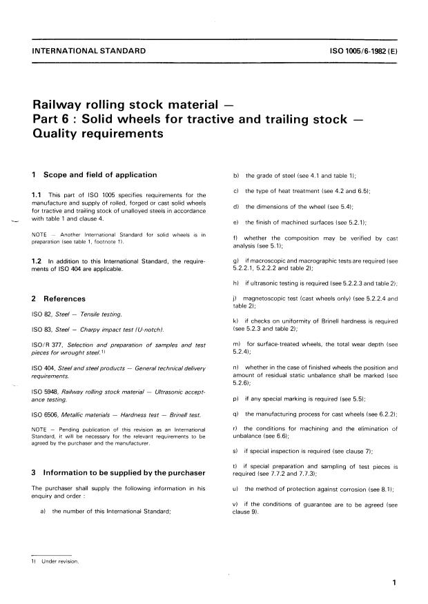 ISO 1005-6:1982 - Railway rolling stock material